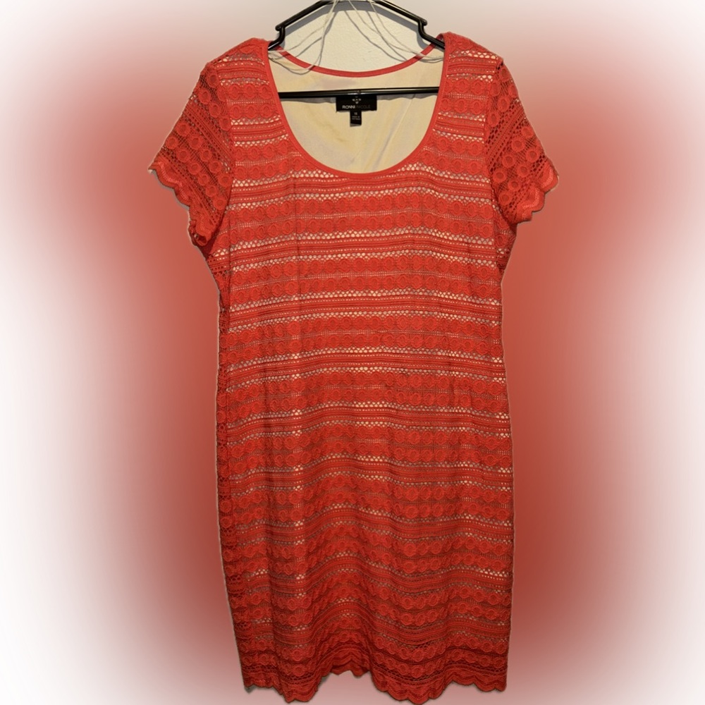 Dress : Ronnie Nicole size 14 dress with build in slip peach color